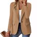 Women's Clothing Classic Solid Color Women's Blazer Long Sleeve V-Neck Office Cardigan Jacket For Autumn_ecoleips.com