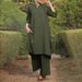 Women's Clothing Spring And Summer Large Size Women's Sportswear Cotton And Linen V Neck Sleeve Wide Brimmed Trousers 2 Piece Set_ecoleips.com
