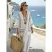 Women's Long Striped Embroidered Dress American Style Loose Cover Up Beach Robe New Summer Fashion For Ladies_ecoleips.com