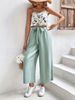 Fashion Women's Two Piece Set Casual Vacation Camisole Top With Print And Tie Up Pants Clothing_ecoleips.com