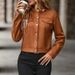 Women's Clothing Women's Suede Short Jacket Trendy Autumn Winter Outerwear Suit Coat For Women For Formal & Casual For Women_ecoleips.com