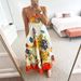 Women's Clothing Personalized Linen Positioning Flower Suspender Large Swing Dress_ecoleips.com