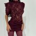 Retro Solid Color Short Sleeved Summer Dress Fashion Embroidery Perspective Party Dress Ladies Stand Collar Lace Slim Mini Dress_ecoleips.com