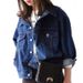 "Korean Style Denim Jacket For Women – Slim Fit Long Sleeve Lightweight Coat, Casual & Streetwear Outerwear"_ecoleips.com