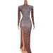 Stage-Ready Glitter Mesh Gown – Long Sleeve Bodycon Evening Dress With Crystal Embellishments For Performers_ecoleips.com
