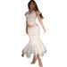 Summer Style Women's Slim Fit V Neck Top Sexy Lace Patchwork Mesh Fishtail Skirt New_ecoleips.com