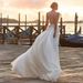 Elegant V-Neck Backless Chiffon Evening Dress - A-Line Wedding Gown For Bride, Beach Party, Formal Banquet (Ivory, Sizes 2-16 )_ecoleips.com