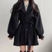 Wool-Like Trench Coat For Women – Oversized Lapel Belted Coat | Audrey Hepburn Style (Beige/Black)_ecoleips.com