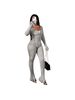 Women's Sexy Knit Crochet Fringe Set – Stylish Long-Sleeve Top & Pants (Breathable Polyester, S-XXL) For Night Out & Casual Chic_ecoleips.com