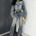 Trendy Distressed Denim Hoodie Set For Women - Slim Fit Cropped Jacket & Pants With Vintage Wash - Streetwear Fashion For Fall_ecoleips.com