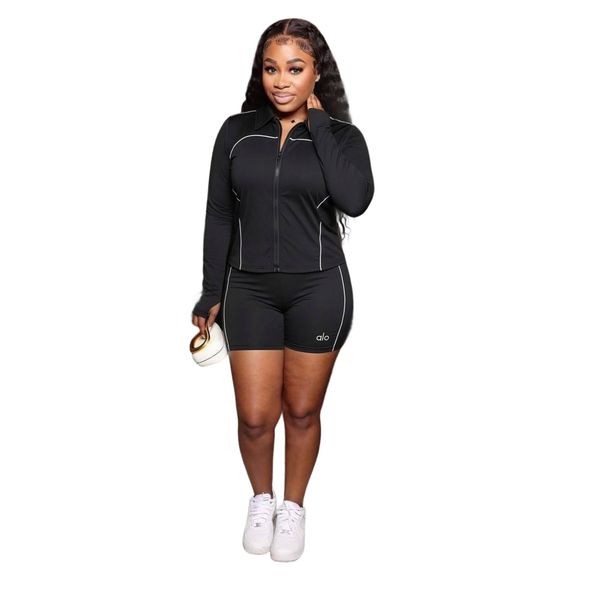 Women Yoga Outfit Workout Set Shorts Jacket Short Leggings Shorts Exercise Running Casual Yoga Jacket Elastic Waist Fitness Pants Jakets Yoga Outfit_ecoleips.com