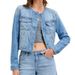 2025 Spring New Cross-Border Slim-Fit Short Long-Sleeve Vintage Workwear Multi-Pocket Denim Jacket For Women_ecoleips.com
