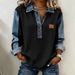 Women's Loose Long Sleeve Collared Pullover Sweatshirt European American Style Digital Print Color Block New 2026_ecoleips.com