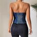 Corset Style Beautiful Back Denim Strapless Women's Autumn Strapless Short Camisole Vest Top Can Be Worn Outside_ecoleips.com
