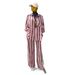 Women's Stripe Lapel Shirt With High-Waisted Pants Set - Relaxed Fit Summer Office Casual Outfit_ecoleips.com