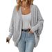 Women's Long Sleeve V-Neck Cardigan - Lightweight Polyester Blend, Open Front Drape, Solid Color Versatility_ecoleips.com