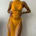 New Style European And American Solid Color Long Swimsuit Sun Protection Cover-Up Bikini Beach Skirt Three-Piece_ecoleips.com