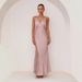 25 Year Women's Solid Color V-Neck Slimming Sexy Evening Dress -68603_ecoleips.com