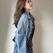 Gentle American Retro Blue Washed Denim Jacket For Women, New Spring Fashion, Floral Suspender Dress Two-piece Set_ecoleips.com