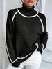 Women's Knit Sweater Long Sleeve High Neck Pullover Solid Color Loose Casual Fall Winter Tops_ecoleips.com