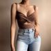 European And American Foreign Trade Women's Tank Top With Ins Twist Elastic Straps, New V-neck, Backless, Small_ecoleips.com