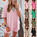 European And American Women's Clothing 2024 Summer New Style Casual Short-sleeve Deep V-neck Two-piece Set With_ecoleips.com