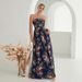 Women's Printed chiffon tube top elegant evening dress prom dress party dress bridesmaid dress autumn and winter _ecoleips.com