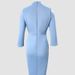 Women's Clothing Sky Blue Neckline Strap Design Three Quarter Sleeve Slim Dress_ecoleips.com