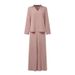 Elegant Women's Two-Piece Pant Set - V-Neck Long Sleeve Top & Wide-Leg Pants For Office & Casual Wear_ecoleips.com