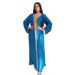 Women's Embellished Abaya Dress - Elegant Muslim Long Dress With Crystal Beading & Lace Trim_ecoleips.com