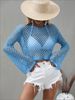 Women's Clothing Women's Knitted Sweater With Trumpet Sleeves Round Neck Hollow Design Style Spring Summer Top_ecoleips.com