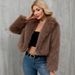 Women's Clothing Women's Faux Fur Short Jacket With Notched Lapel - Elegant Winter Coat For Office & Casual Wear_ecoleips.com