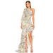 High-End Foreign Trade Women's Fashion European And American Style Sexy Slim Fit Bodycon Asymmetrical Shoulder Floral_ecoleips.com