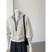 two-piece Polo Collar Gray Sweatshirt For Women, 2025 New Korean Style Early Autumn Design, Niche And High-end Top_ecoleips.com
