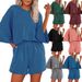 Women's Fashion Casual Loose Round Neck T-Shirt Short Sleeve Top And Shorts Two-Piece Suit Spring Summer Style_ecoleips.com