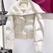 Winter Short Puffer Jacket For Women - High Waist Oversized Lapel Coat With White Duck Down, Stylish & Warm Cropped Outerwear_ecoleips.com