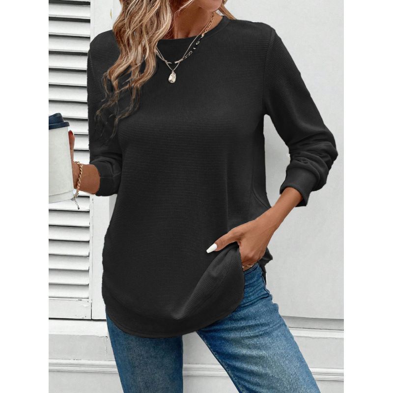 Autumn/Winter Casual Fashion Women's Solid Color Round Neck Long-Sleeve Hoodie_ecoleips.com