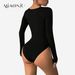 Xiyin's Popular Brushed One-piece Yoga Outfit Features Long Sleeves, Versatile Sports Square-neck Top, And Seamless_ecoleips.com
