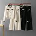 Elegant Women's Knitted Suit Set - Long Sleeve Blouse & High-Waisted Drape Pants For Autumn/Winter_ecoleips.com