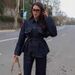 Women's Elegant Denim Pant Set With Collared Belt Long Sleeved Top And Pants Trendy Spring Summer_ecoleips.com