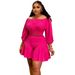 Women's Clothing Large Size Women's Clothing New Pleated One Shoulder Collar Fluffy Waist Casual Two Piece Suit_ecoleips.com