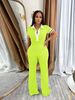 Women's Clothing Spring And Summer Leisure Suit Polo Collar Top High Waist Wide Leg Pants Contrast Color Leisure Two Piece Suit_ecoleips.com