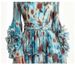 Women's Elegant Slimming Printed Dress V Neck Bell Sleeve Waist Cinching Heavy Duty Beaded Cake Dress_ecoleips.com