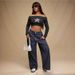 Vintage Stripe High Waist Wide Leg Jeans For Women - Plus Size Denim Trousers With Vertical Pattern_ecoleips.com