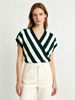 Striped Wrap Knit Top, Lightweight Breathable Blouse_ecoleips.com