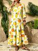 New Elegant Plus Size Women's Ethnic Print Long Dress V-Neck Casual Vacation Commute Dress_ecoleips.com