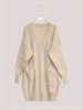 Cream V Neck Pit Rib Knit Tunic, Oversized Loose Lightweight Breathable Soft Skin-touch Pocket Long Sweater_ecoleips.com