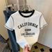 Summer Women's T-Shirt Minimalist Printed round Neck Short Sleeve Top Comfortable Fashionable European American Style_ecoleips.com