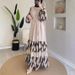 Women's Clothing Middle Eastern Robe Women's Striped Long Skirt Fashion With Belt Dress_ecoleips.com