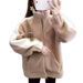 Fleece-Lined Sherpa Hoodie – Winter Pullover With Zip Front, Oversized Fit & Soft Plush Interior (White/Black/Pink/Khaki, S-XL)_ecoleips.com